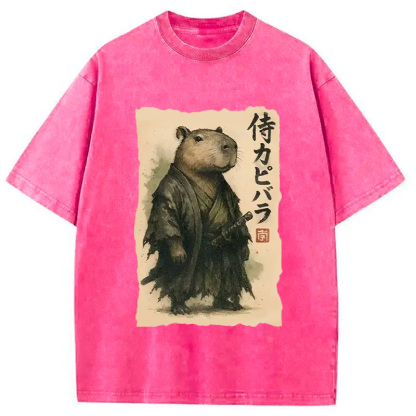 Capybara Samurai Washed T-Shirt