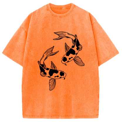 Two Beautiful Koi Washed T-Shirt