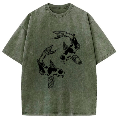 Two Beautiful Koi Washed T-Shirt