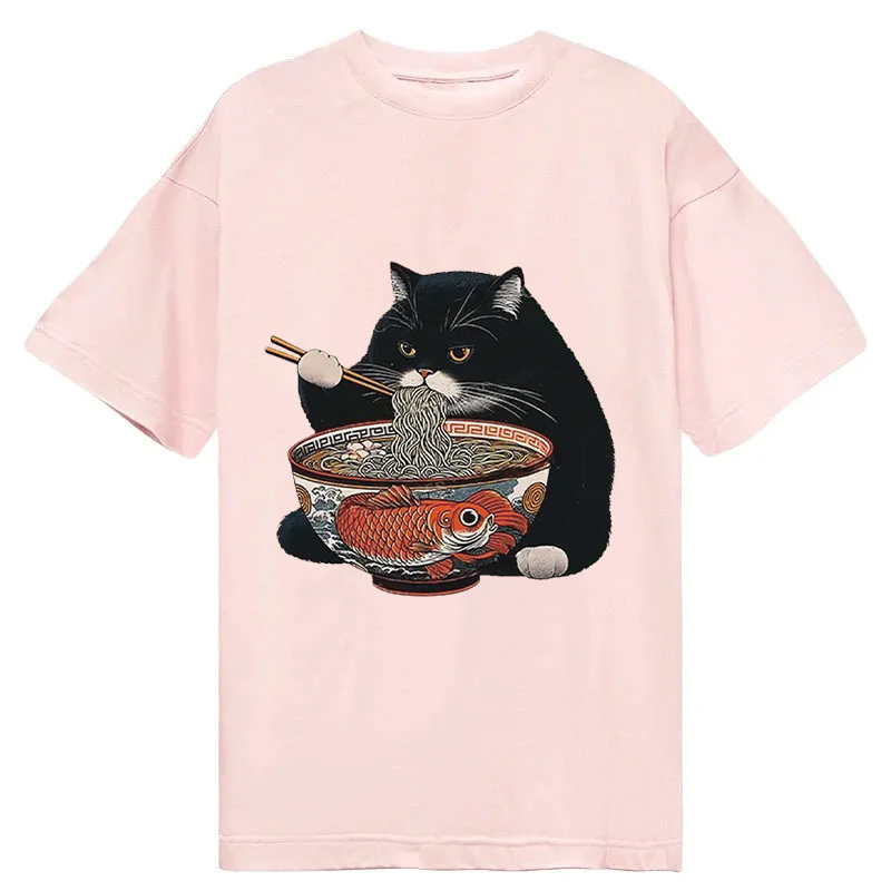 Fat Cat Eating Ramen Classic T-Shirt