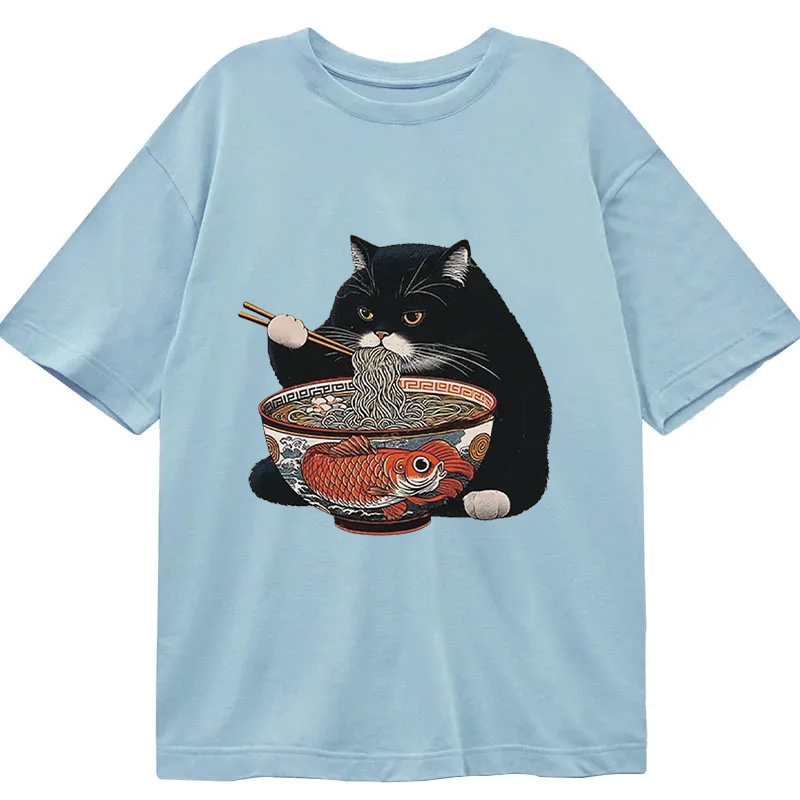 Fat Cat Eating Ramen Classic T-Shirt