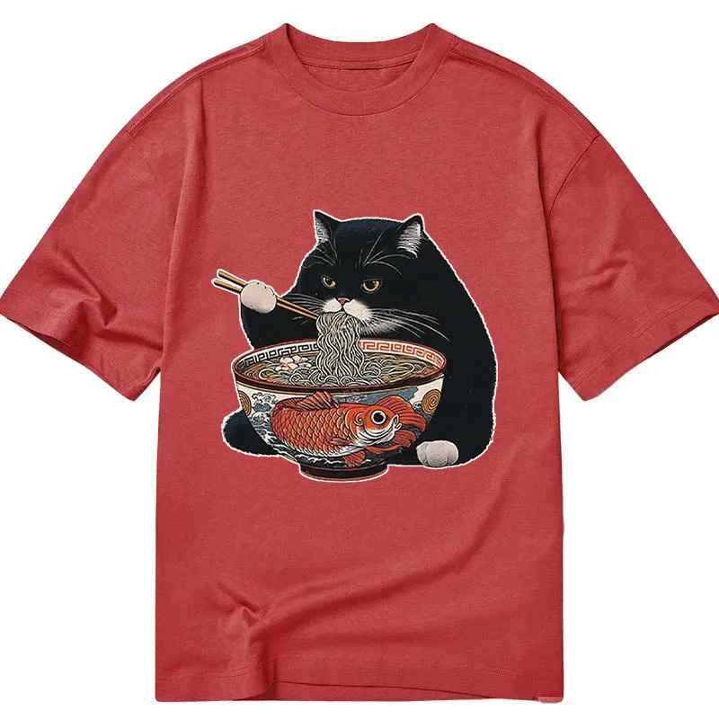 Fat Cat Eating Ramen Classic T-Shirt