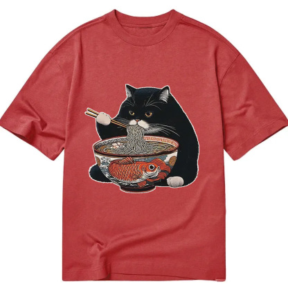Fat Cat Eating Ramen Classic T-Shirt