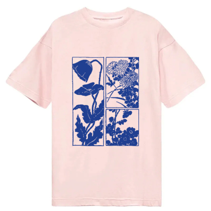 Woodcut Flowers Classic T-Shirt