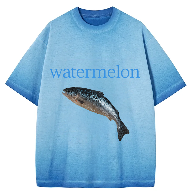 Watermelon Fish Gradient Washed T-Shirt