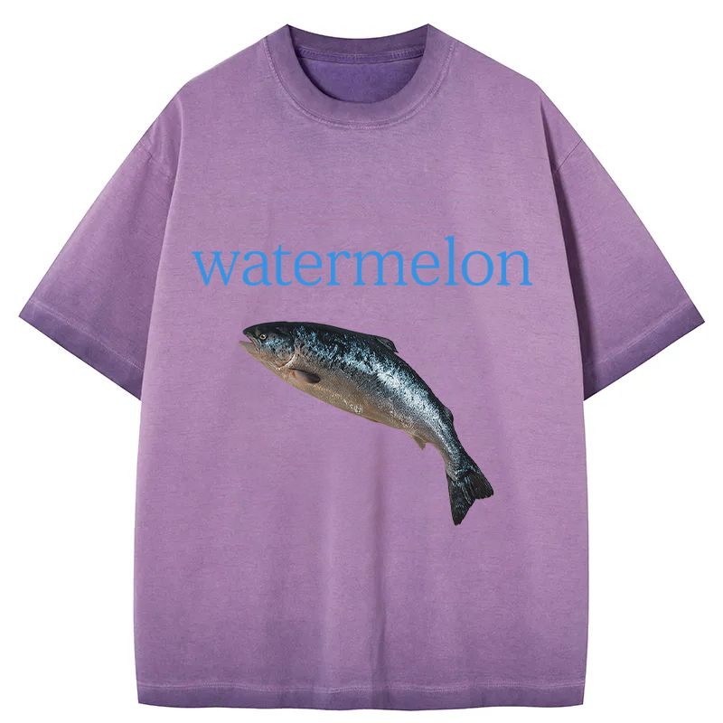 Watermelon Fish Gradient Washed T-Shirt