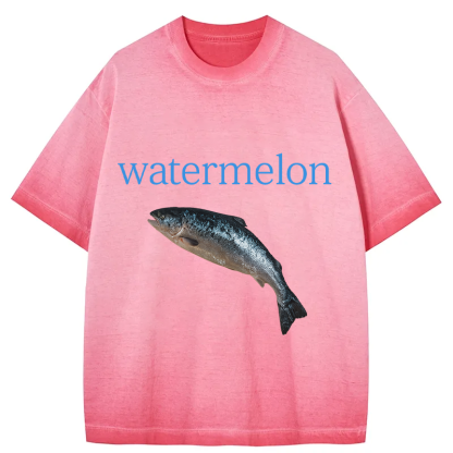 Watermelon Fish Gradient Washed T-Shirt
