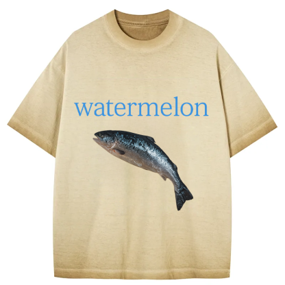 Watermelon Fish Gradient Washed T-Shirt