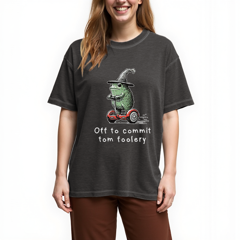 Frog Riding A Balance Scooter Gradient Washed T-Shirt