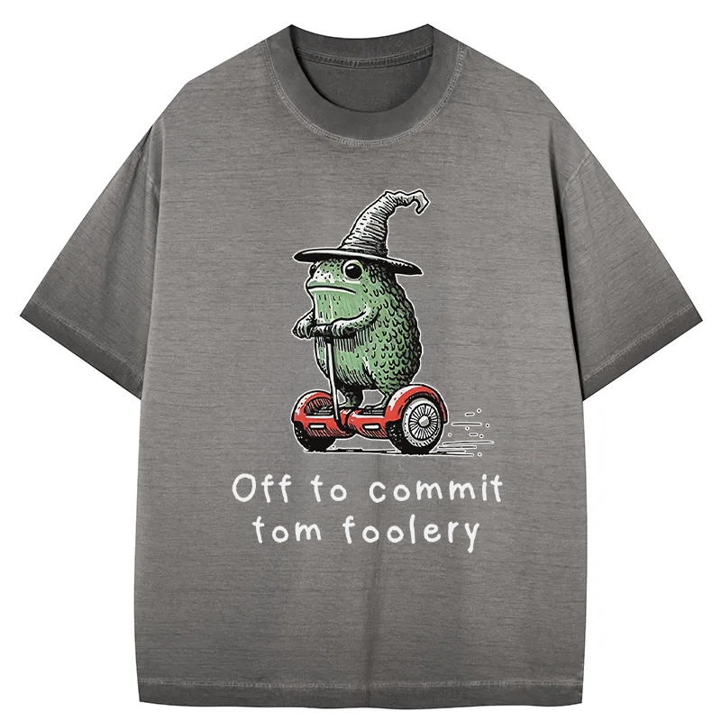 Frog Riding A Balance Scooter Gradient Washed T-Shirt