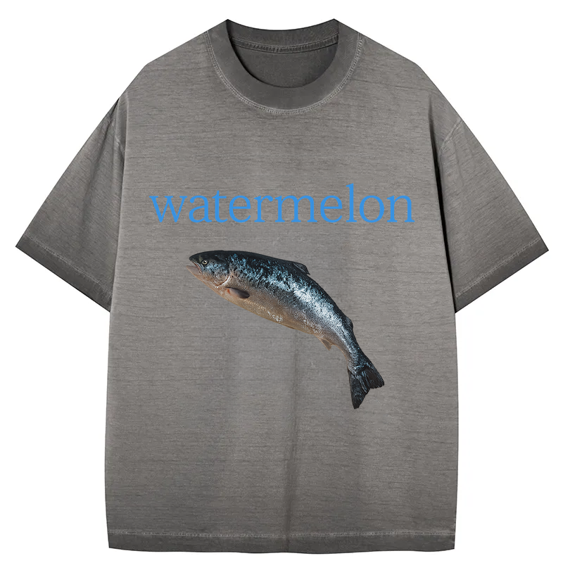 Watermelon Fish Gradient Washed T-Shirt