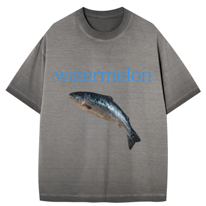 Watermelon Fish Gradient Washed T-Shirt
