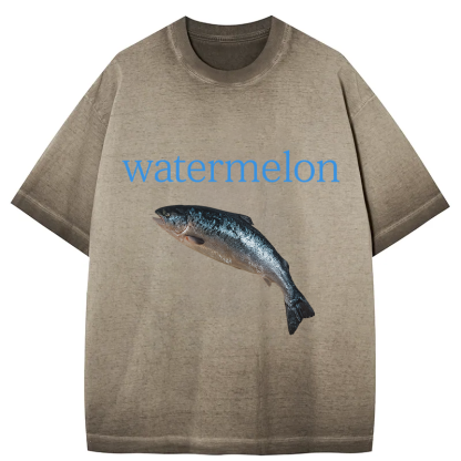 Watermelon Fish Gradient Washed T-Shirt