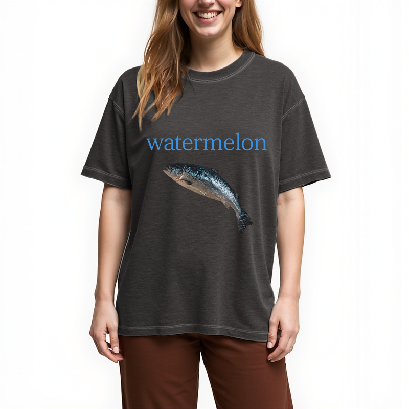 Watermelon Fish Gradient Washed T-Shirt