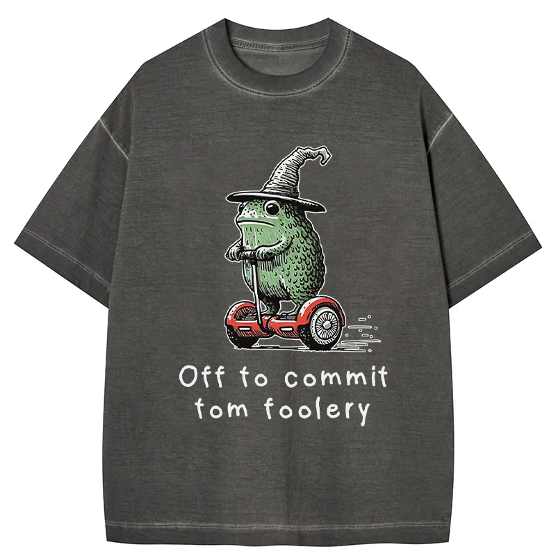 Frog Riding A Balance Scooter Gradient Washed T-Shirt