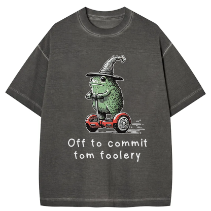 Frog Riding A Balance Scooter Gradient Washed T-Shirt