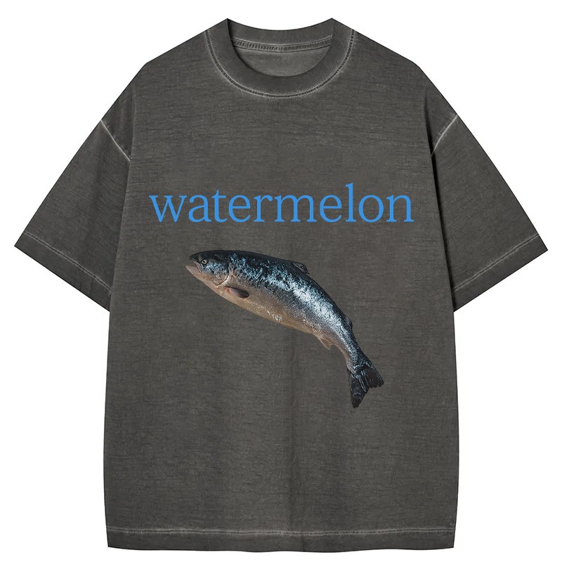 Watermelon Fish Gradient Washed T-Shirt