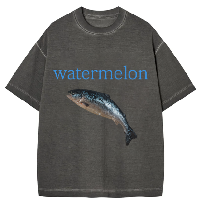 Watermelon Fish Gradient Washed T-Shirt