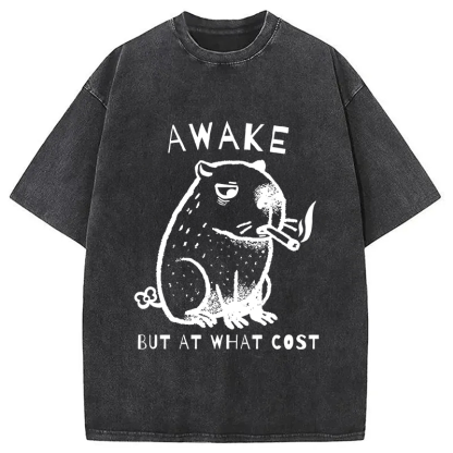 Capybara Smoking Washed T-Shirt