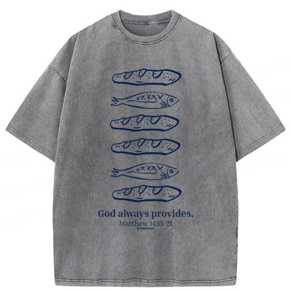 Tokyoviva Loaves And Fishes Bible Verse Washed T-shirt