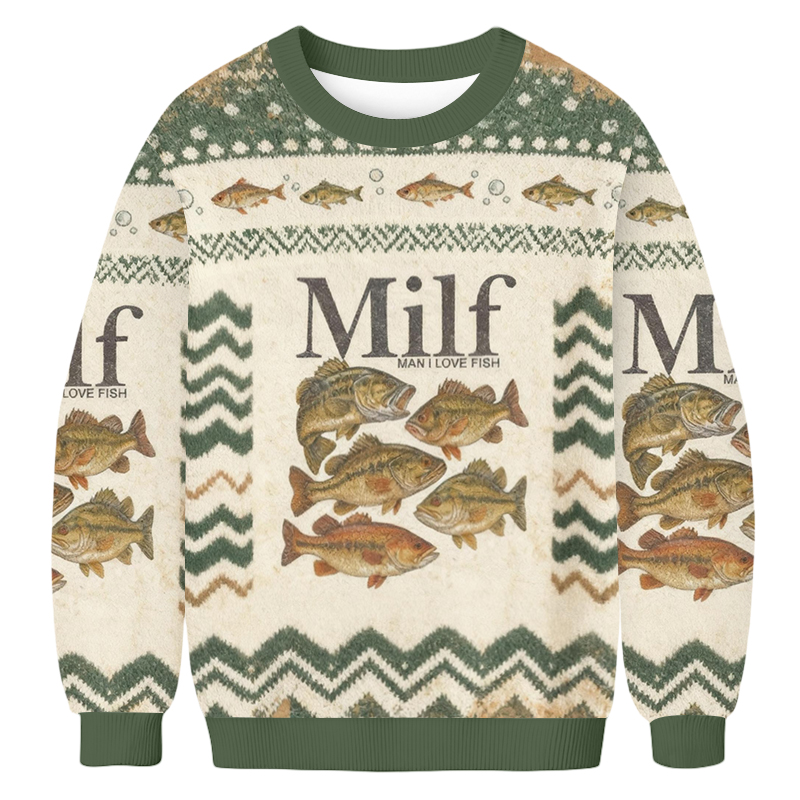 Baddiecat Man I Love Fish Ugly Sweatshirt