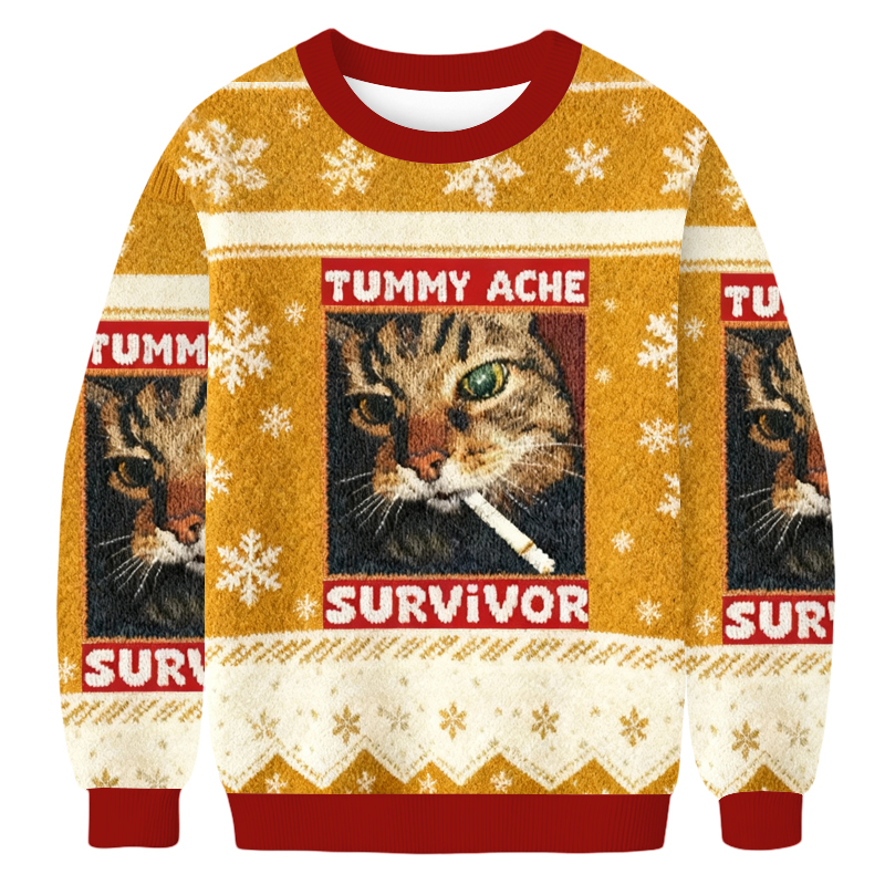 Tokyoviva Tummy Ache Survivor Christmas Ugly Sweatshirt