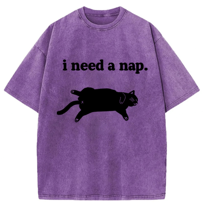Tokyoviva Cat I need A Nap Washed T-shirt