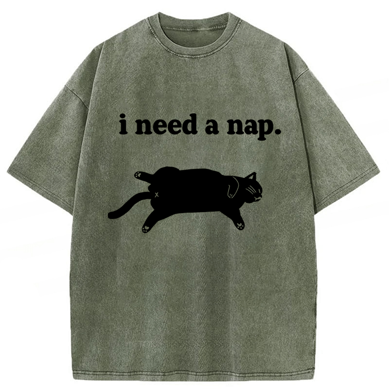 Tokyoviva Cat I need A Nap Washed T-shirt
