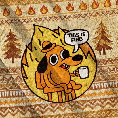 Baddiecat This Is Fine Dog On Fire Christmas Ugly Sweatshirt
