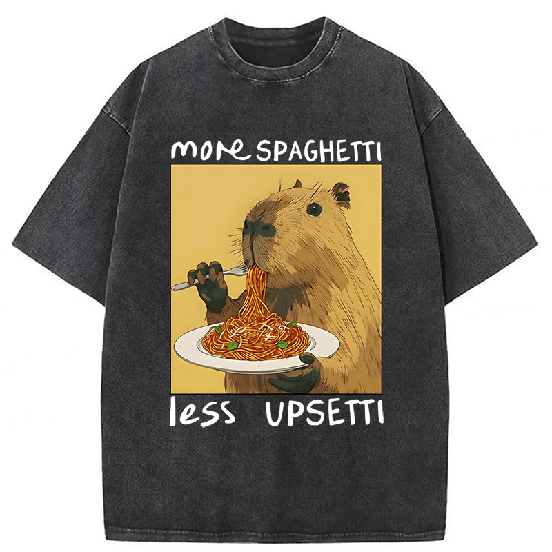 Tokyoviva Capybara Eating Pasta Washed T-shirt