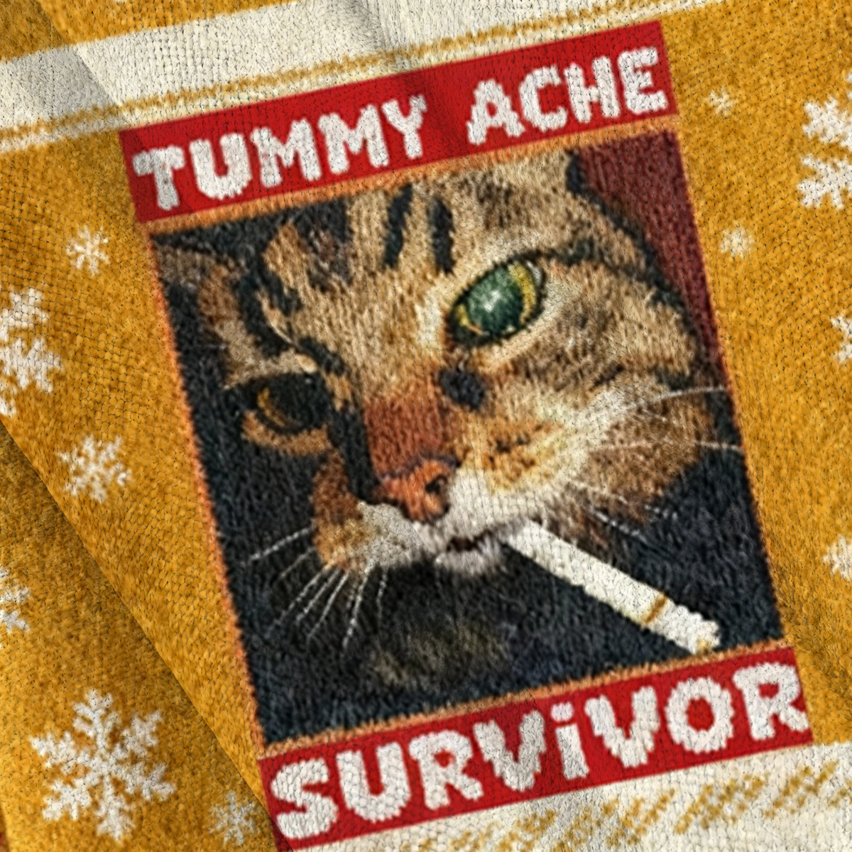 Baddiecat Tummy Ache Survivor Christmas Ugly Sweatshirt