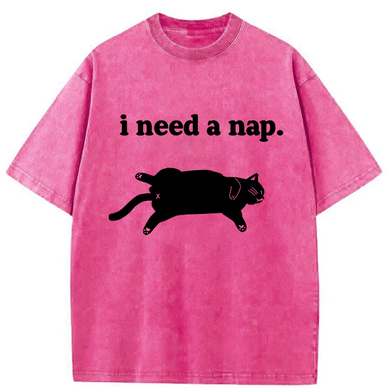 Tokyoviva Cat I need A Nap Washed T-shirt