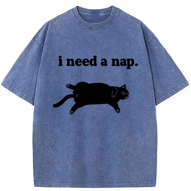 Tokyoviva Cat I need A Nap Washed T-shirt