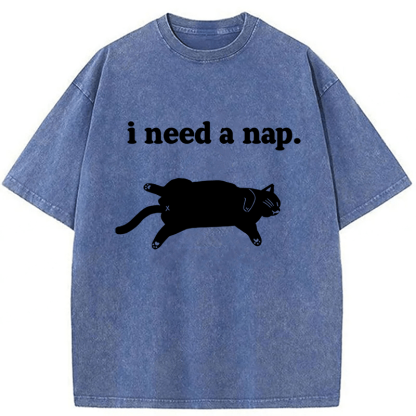 Tokyoviva Cat I need A Nap Washed T-shirt