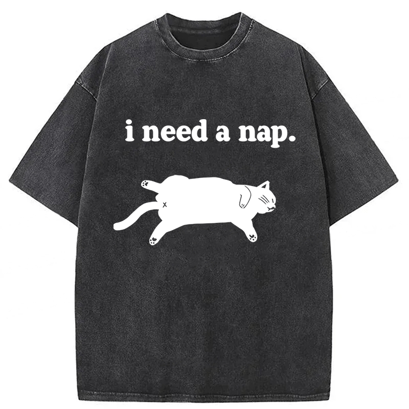 Tokyoviva Cat I need A Nap Washed T-shirt