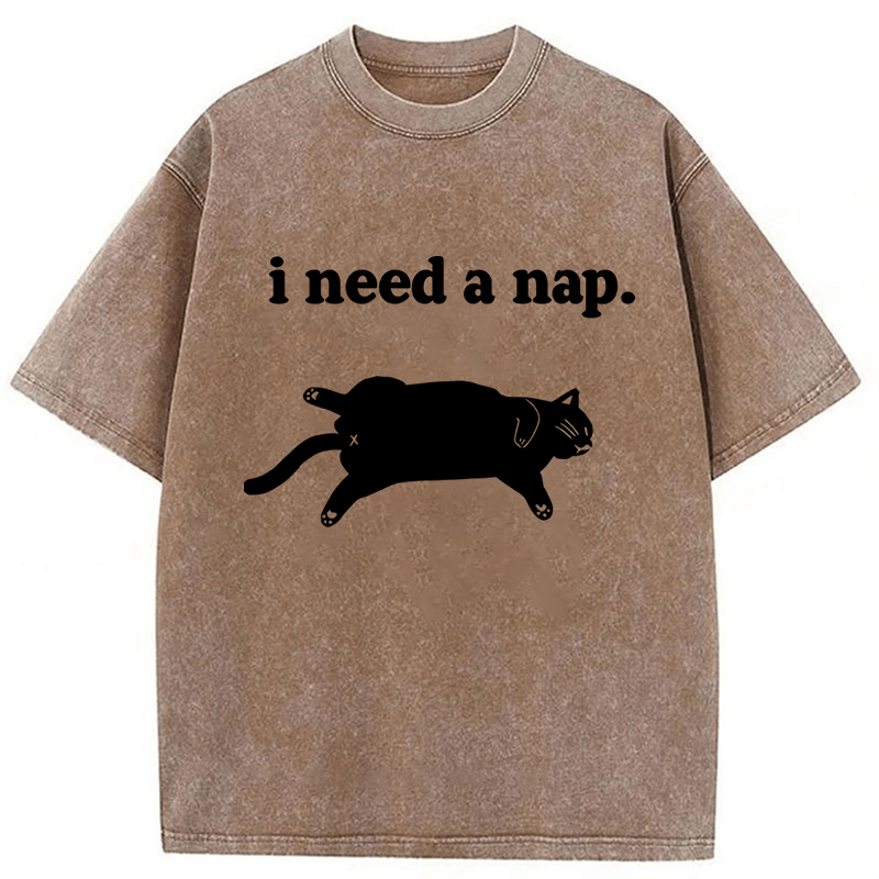 Tokyoviva Cat I need A Nap Washed T-shirt