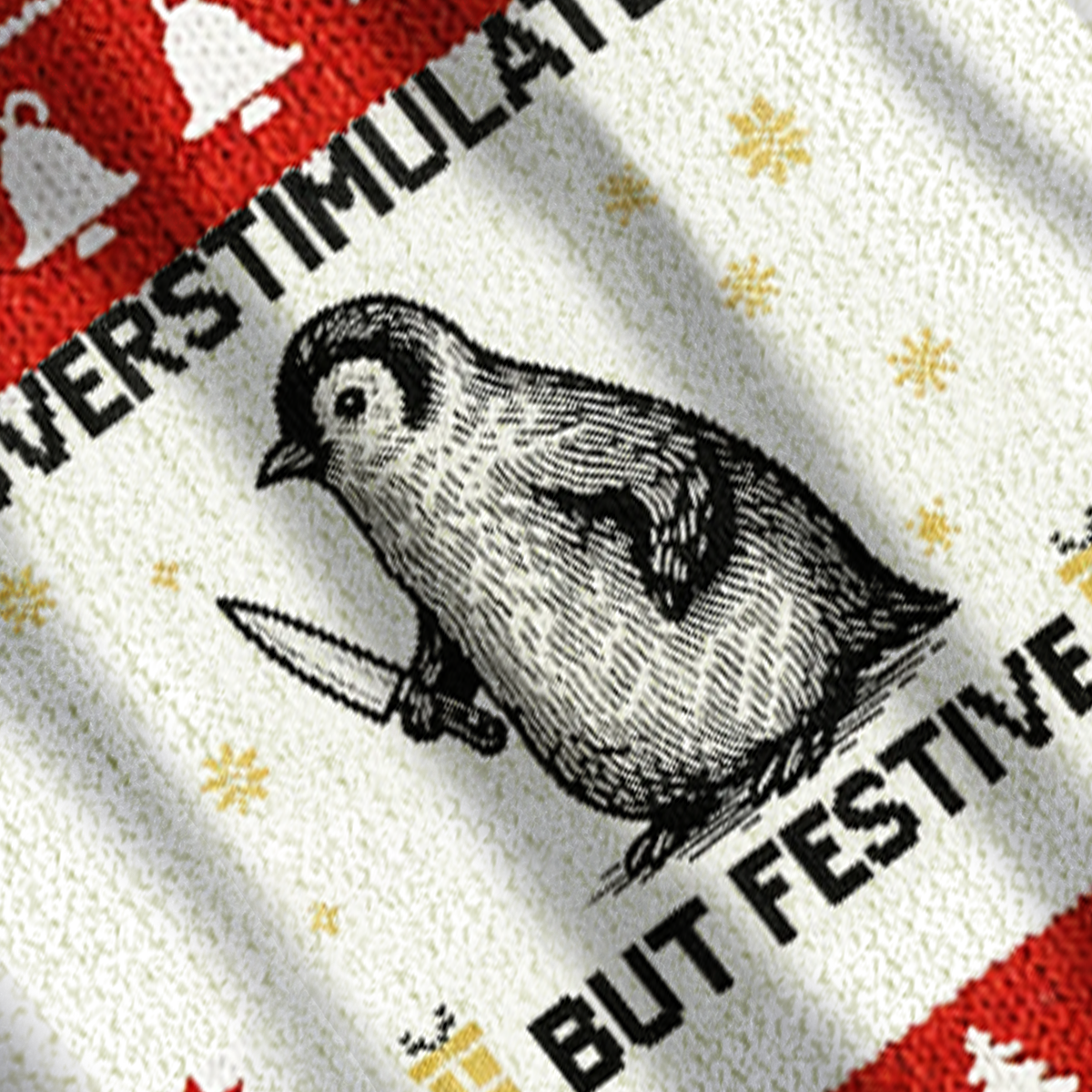 Baddiecat Overstimulated But Festive Christmas Ugly Sweatshirt