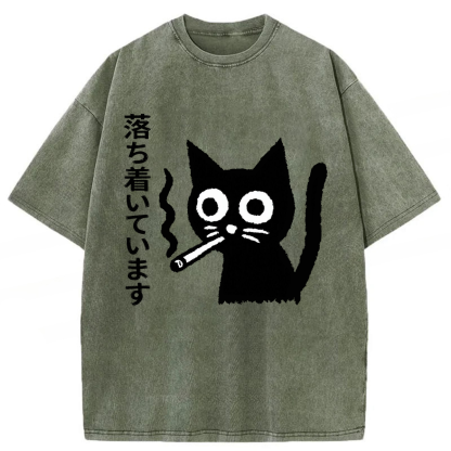 Tokyoviva Japanese Cat I'm Calm Washed T-shirt