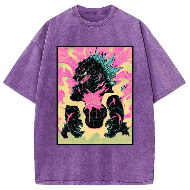 Japanese Godzilla Graffiti Washed T-Shirt
