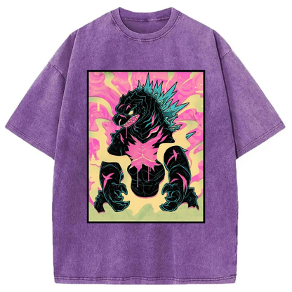 Japanese Godzilla Graffiti Washed T-Shirt