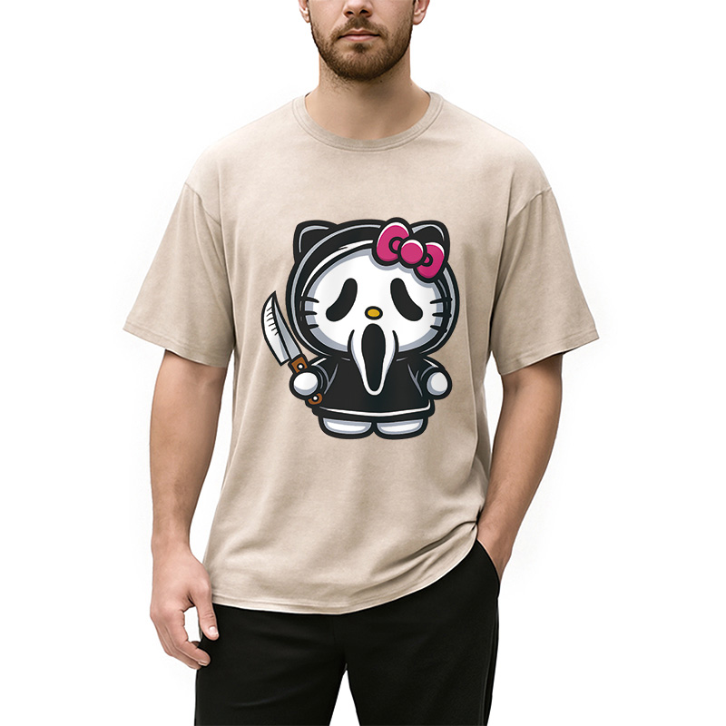 Scream Kitty Halloween Washed T-Shirt