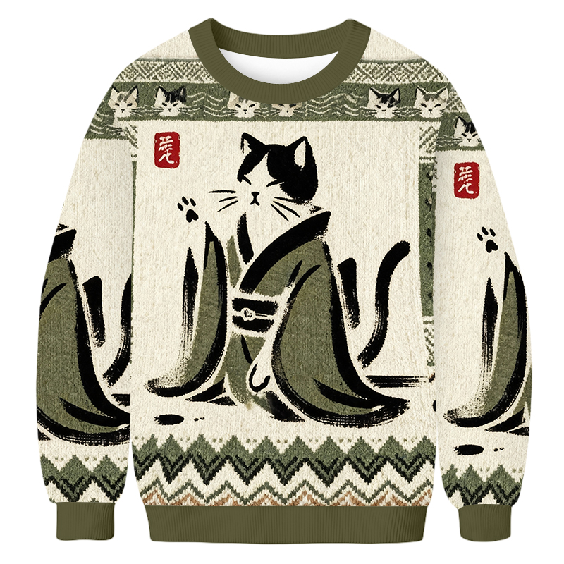 Baddiecat Japanese Black Cat Ugly Sweatshirt