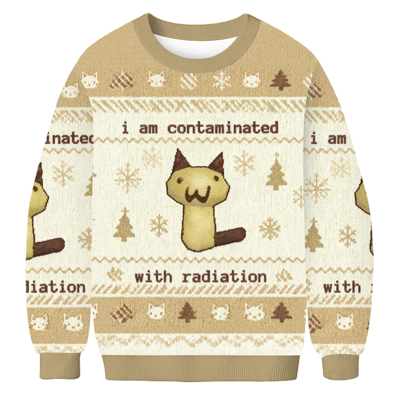 Tokyoviva I Am Contaminated With Radiation Cat Christmas Ugly Sweatshi