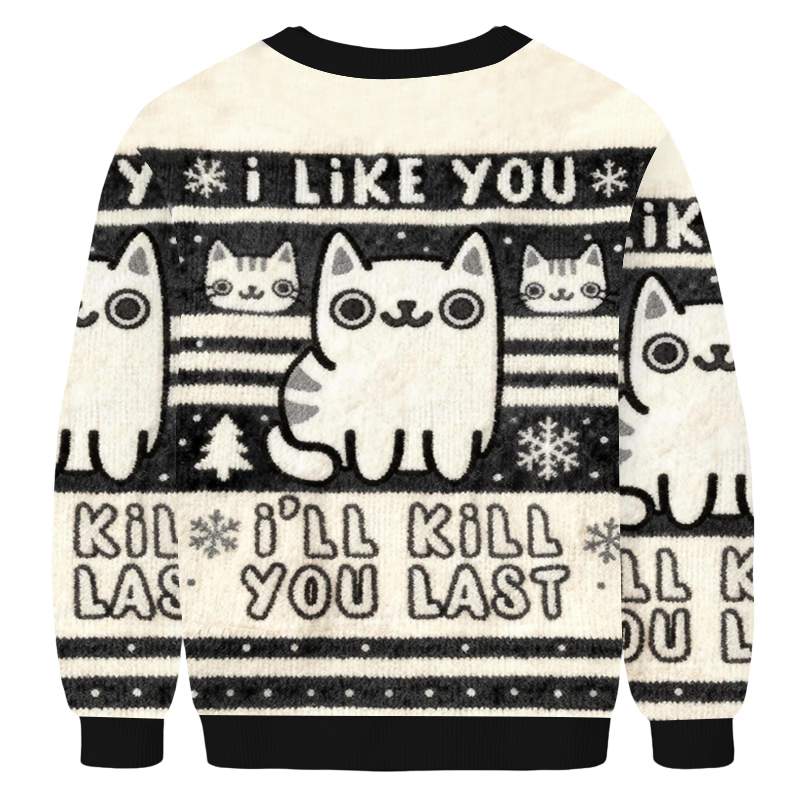 Baddiecat Cats And Humans Have A Love-hate Relationship Christmas Ugly Sweatshirt