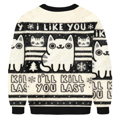Baddiecat Cats And Humans Have A Love-hate Relationship Christmas Ugly Sweatshirt