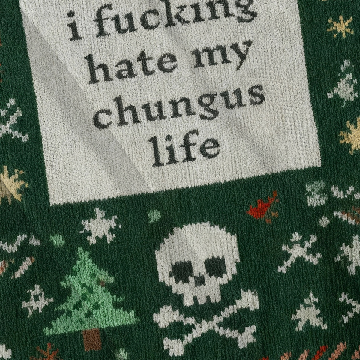 Baddiecat I Fucking Hate My Chungus Life Christmas Ugly Sweatshirt