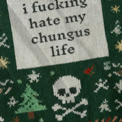Baddiecat I Fucking Hate My Chungus Life Christmas Ugly Sweatshirt