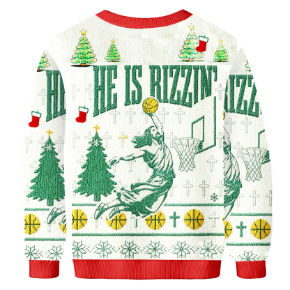 Baddiecat He Is Rizzin Christmas Ugly Sweatshirt