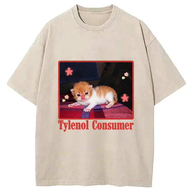Tylenol Cat Meme Washed T-Shirt