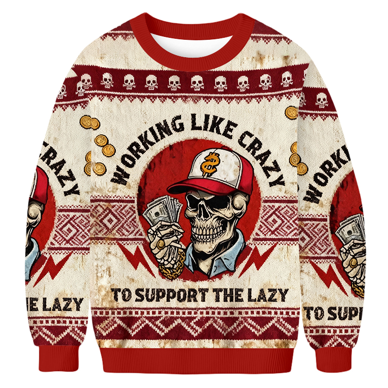 Baddiecat Working Like Crazy To Support The Lazy Christmas Ugly Sweatshirt